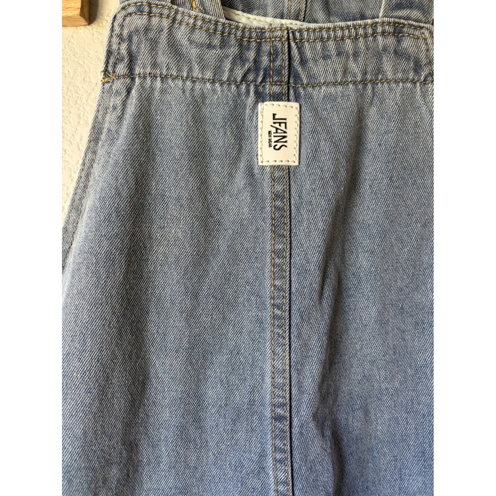 Light Wash Denim Wide Leg Overalls - Picture 4 of 5
